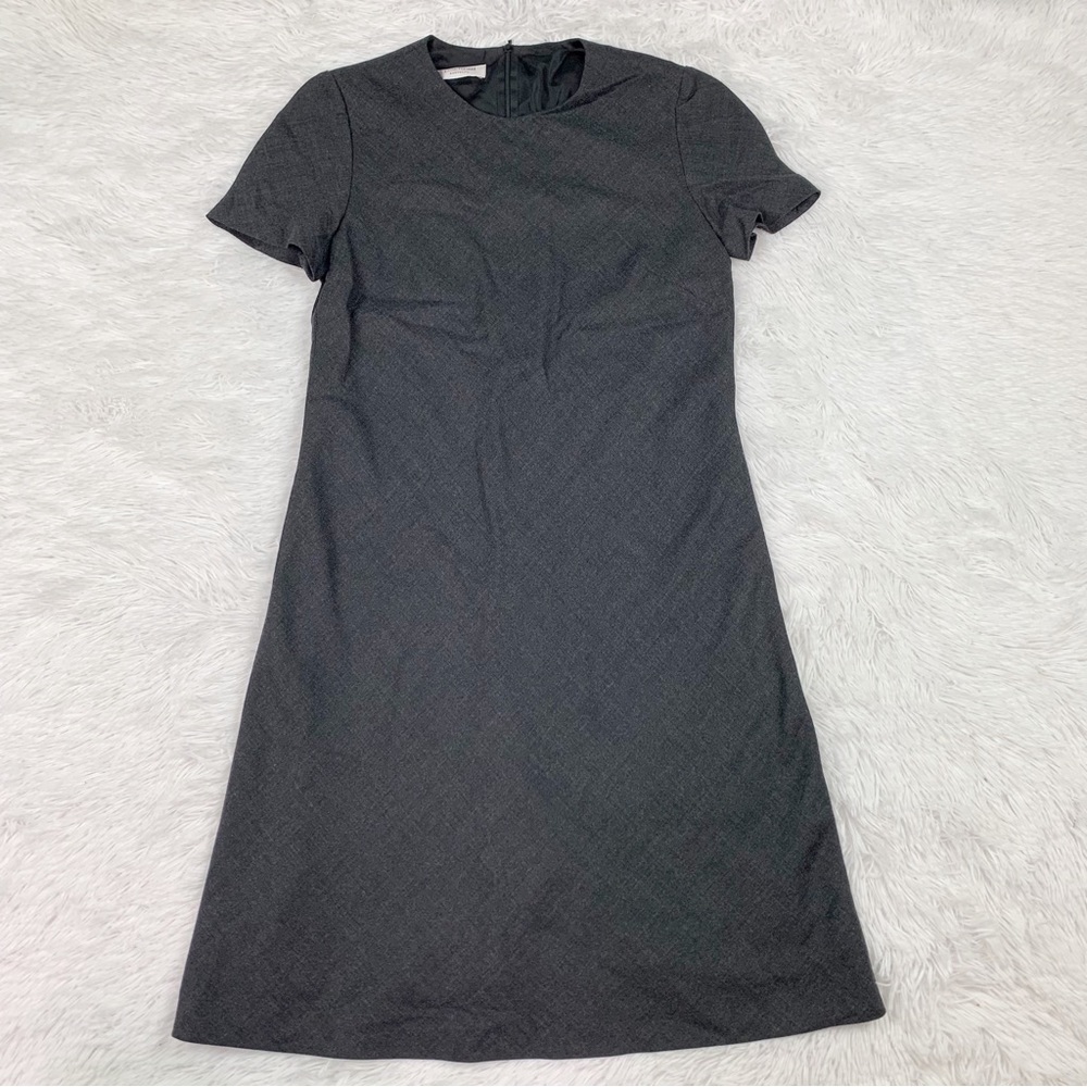 Louis Feraud short sleeve crew neck wool aline dress jn gray